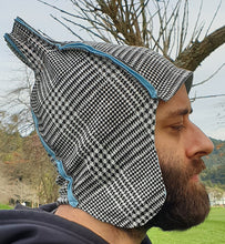 Load image into Gallery viewer, Black and White Plaid Square Peaked Stokie