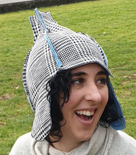 Load image into Gallery viewer, Black and White Plaid Square Peaked Stokie
