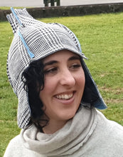 Load image into Gallery viewer, Black and White Plaid Square Peaked Stokie